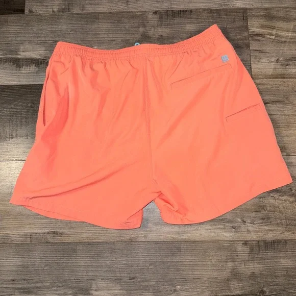 Huk Swim Trunks Mens Coral Orange Board Shorts Fishing Lined Medium - Picture 2 of 5